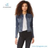 Ladies Denim Jackets with Long Sleeves and Button Placket and Cuffs