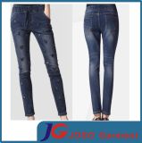 Front Embroidery Women Demin Girdle Jeans for Girl (JC1188)