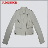 Fashion Women 's PU Jacket with Good Quality Simple Coat
