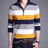 Cheap Men's Stripe Short Sleeve Cotton Polo Shirt