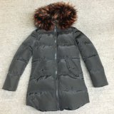 New Fashion Long Women Padded Jacket with New Design Hood Fur