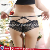 Jacquard Hollow Lace Stretch Hipsters Crossed String Crotchless Boyshorts Charming Thongs