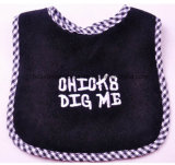 Factory OEM Produce Custom Logo Embroidered Black Knit Cotton Terry Baby Bibs for Feeding