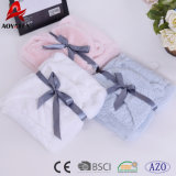 100% Polyester Brushed PV Plush Hooded Baby Blanket with Gift
