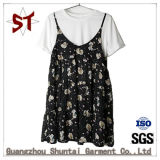 New Design Two-Piece Short T-Shirt with Ladies Dress