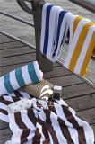 Wholesale Hotel All Cotton Green and White Stripe Swimming Towel Beach Yarn Dyed Towels