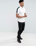 Men Knitted Polo Shirt in Rib Detail