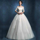 2017 New off Shoulder Half-Sleeves Tull Ball Gown Wedding Dress