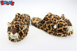 Men Shoes Plush Stuffed Leopard Microwave Flaxseed and Lavender Slipper