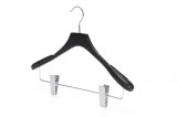Black Color Wooden Coat Clips Hanger for Clothes
