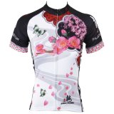 Chinese Style Wintersweet Motif Short Sleeve Women's Cycling Jerseys Breathable Quick Dry