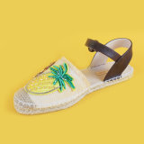 New Design Jute Sole Fruit Sequin Canvas Espadrilles Sandals