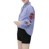 Women Blouse Flower Embroidery Long Sleeve Work Shirts Women Office Tops