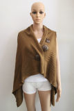 Lady Coconut Button Fashion Acrylic Knitted Shawl Vest (YKY4425)