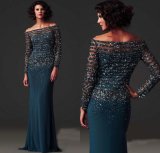 Blue Prom Dress Beading Mother of The Bride Dresses Luxury Formal Gowns Evening Dresses Mt2016