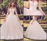 Strapless Wedding Dress Beaded Luxury Lace Tulle Bridal Ball Gown H1318