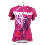 Lotus Red Short Sleeve Cycling Shirts Women's Cycling Jerseys Row of Han Sport Outdoor Invisible Full-Zip