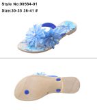 EVA Flat Women and Ladies Flip Flop Sandals Slipper with Printed Sole and Flower and Metal Decorations