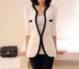 Korean Style Fashion Slim Fitting Black White Women One Button Suit Coat