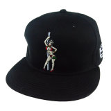 Custom 3D Embroidery Black PU Fashion Sports Snapback Cap Man Hats