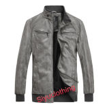Men Leather Casual Fashion Clothing Waterproof Jacket (J-1617)