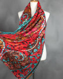 Ladies Fashion Viscose Flower Printed Silk Scarf (YKY1022-1)