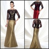 Black Lace Jacket Formal Gowns Gold Satin Mother Evening Dresses Md21507