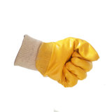 Cotton Interlock Liner Nitrile 3/4 Coated Gloves Private Label