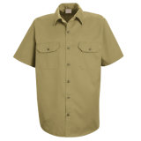 Men's Utility Short Sleeve Polycotton Twill Uniform Formal Work Shirt