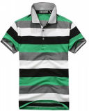2017 Wholesale Men's Fashion Yarn Dyed Stripe Pique Polo Shirt