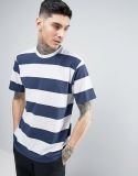 Men Stripe Round Neck T-Shirt