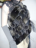 Cashmere Shawl with Rex Rabbit Trim and Ostrich Feather Flower