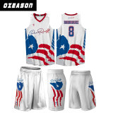 Latest Design Plain White Flag Sublimated Mens Basketball Wear (BK017)