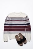 Wholesale Long Sleeve Round Neck Striped Knitting Men Sweater