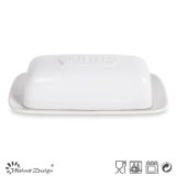 17cm Butter Dish with Lid Solid White