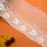 Jacquard Lace Fabric Mesh Fabric for Clothing Ivory 3D Flower Rayon Lace Fabric