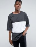 Custom Men's Oversized Sew Panels T-Shirt with Cut