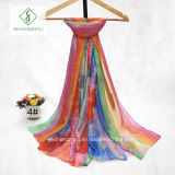 Newest Korean Design Flower Printed Beach Shawl Lady Fashion Silk Scarf