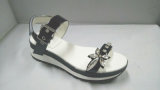Ladly Patent Leather Flat Rubber Outsole Attached Crystal Casual Comfortable Sandals