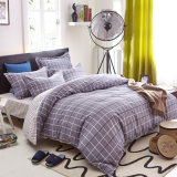 Textile 100% Cotton High Quality Bedding Set for Home/Hotel Comforter Duvet Cover Bedding Set (purplish grey&plaid)