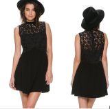 High Quality Free Prom Women Black Floral Lace Dress