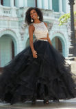 Amelie Rocky 2018 Black and Champagnetwo Piece Prom Gown