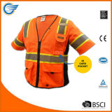 Class 3 Safety Vest with Reflective Radio Loop Multi-Pockets