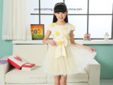 Girls' Summer Short Sleeve Chiffon Dress Children Clothes with Cute Bow
