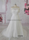 2016 Made in China French Lace Short Sleeves A-Line Bridal Wedding Dress Gown