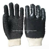 Double Dipped Black PVC Palm Non-Slip Gloves for Industry