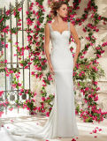 Embroidary Beading Bridal Gown Spaghetti Strap White/Ivory Wedding Dress