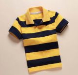 Striped Cotton Knitting Short Sleeve Children Polo Shirt