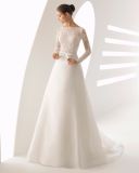 Heavy Beading Long Sleeves Lace and Organza Bridal Dress Wedding Gown