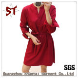 Wholesale Lady Casual Straight Shirt Dress with Belt